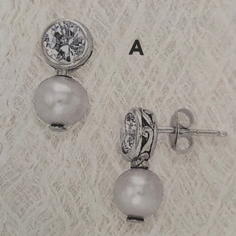 Rare Silpada Filigree Sterling Silver Pearl Cubic Zirconia Post Earrings P2118 - Picture 2 of 16